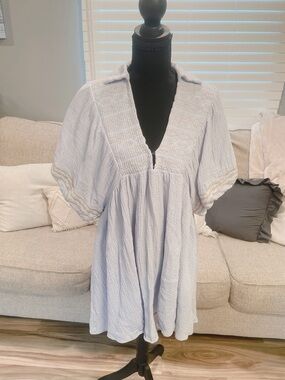Entro Blue Embroidered Mini Dress Size M